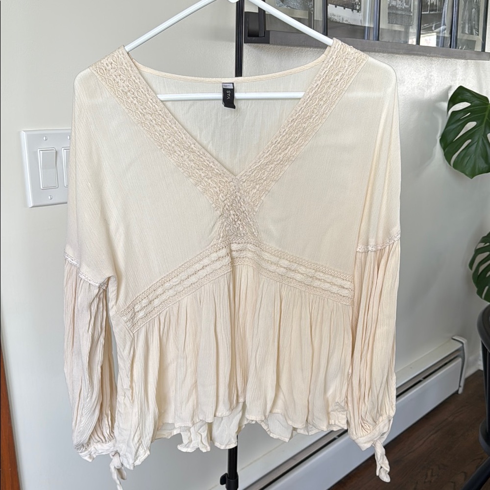 Cream V-Neck Women's Top